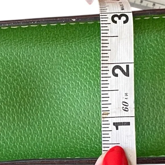 Kate Spade Wellesley Flynn Crossbody Bag Lime Green Leather Purse Dark Academia - Picture 6 of 13